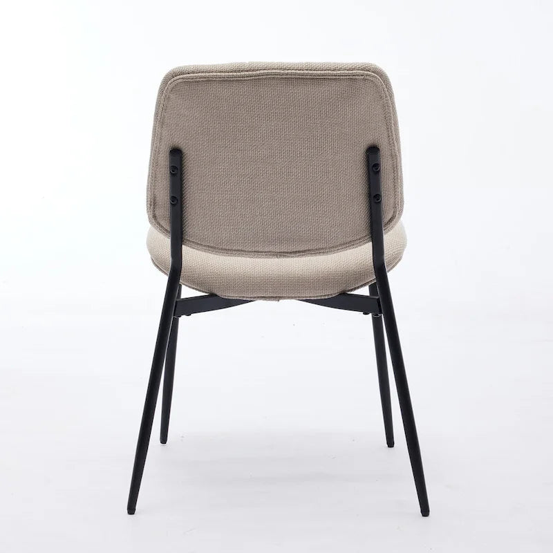 Beige / Grey Armless Upholstered Dining Chair with Metal Legs, Set of 2