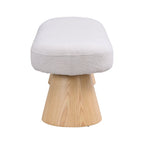 Beige Upholstered Dining Bench with Wood Legs, Seats 2–3