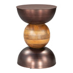 Table d'appoint ronde en bronze sur pied, fer et bois massif, usage unique