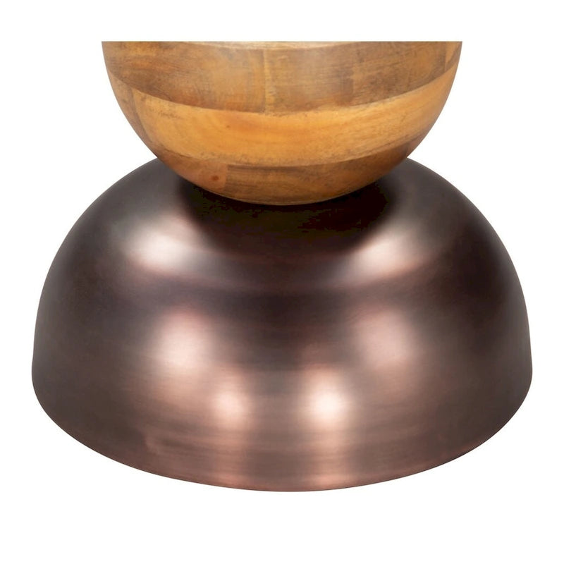 Table d'appoint ronde en bronze sur pied, fer et bois massif, usage unique