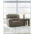 Brown Faux Leather Oversized Pull-Tab Recliner, Seats 2