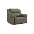 Brown Faux Leather Oversized Pull-Tab Recliner, Seats 2