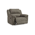 Brown Faux Leather Oversized Pull-Tab Recliner, Seats 2