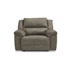 Brown Faux Leather Oversized Pull-Tab Recliner, Seats 2