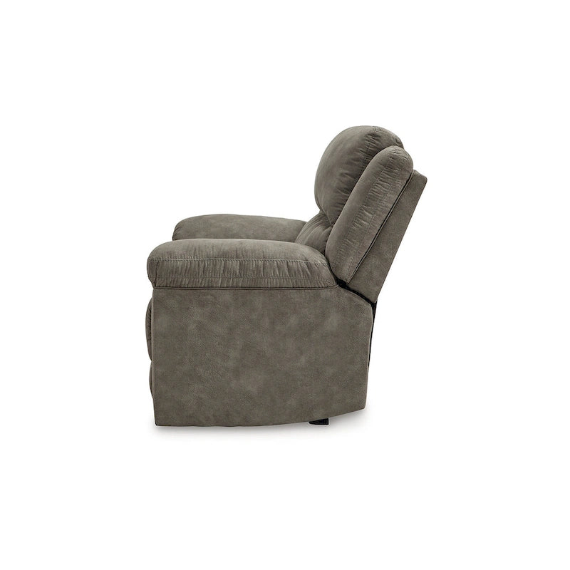 Brown Faux Leather Oversized Pull-Tab Recliner, Seats 2