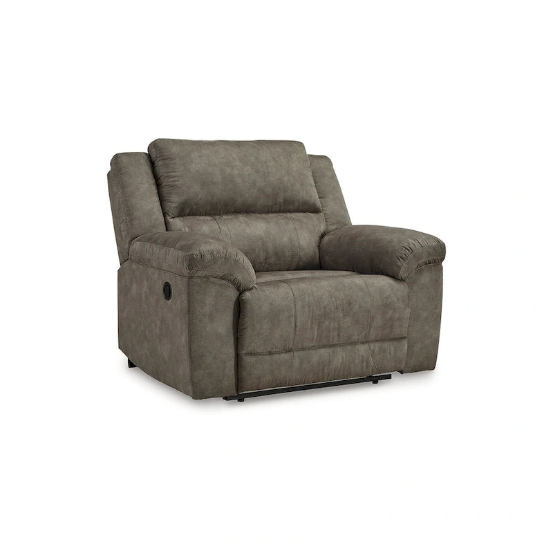 Brown Faux Leather Oversized Pull-Tab Recliner, Seats 2