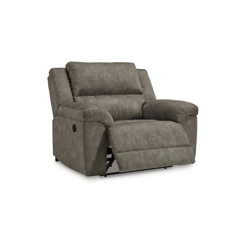Brown Faux Leather Oversized Pull-Tab Recliner, Seats 2