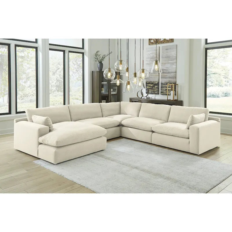 Signature Design by Ashley Elyza Ivory 5-Piece Sectional with Chaise - 135 W x 135 D x 36 H