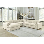 Signature Design by Ashley Elyza Ivory 5-Piece Sectional with Chaise - 135 W x 135 D x 36 H