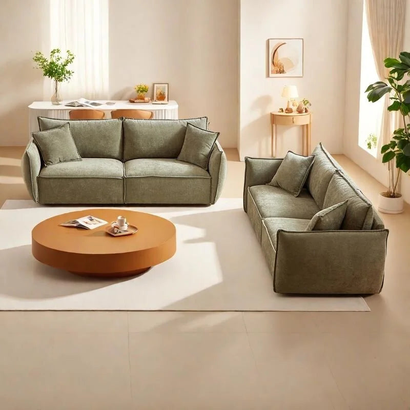 Black / Light Green / Beige Convertible Sleeper Sofa, 6-Seat Modular Style