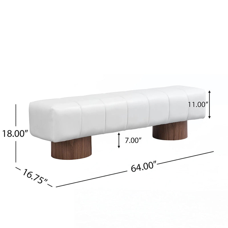 Beige PU Upholstered Dining Bench, Seats 2-3