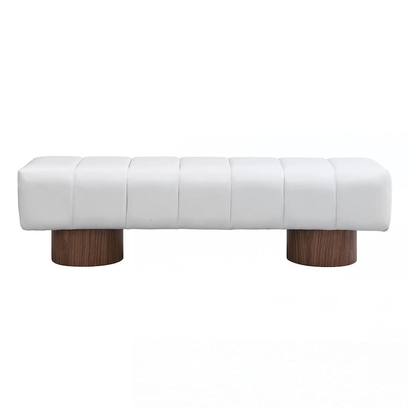 Beige PU Upholstered Dining Bench, Seats 2-3