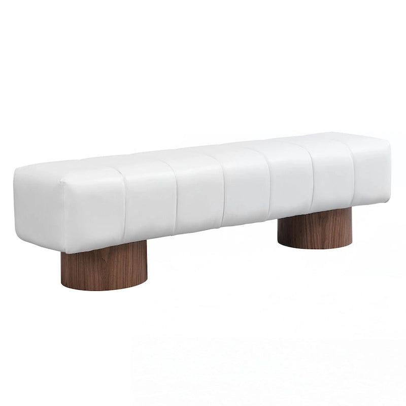 Beige PU Upholstered Dining Bench, Seats 2-3