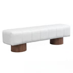 Beige PU Upholstered Dining Bench, Seats 2-3