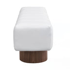 Beige PU Upholstered Dining Bench, Seats 2-3
