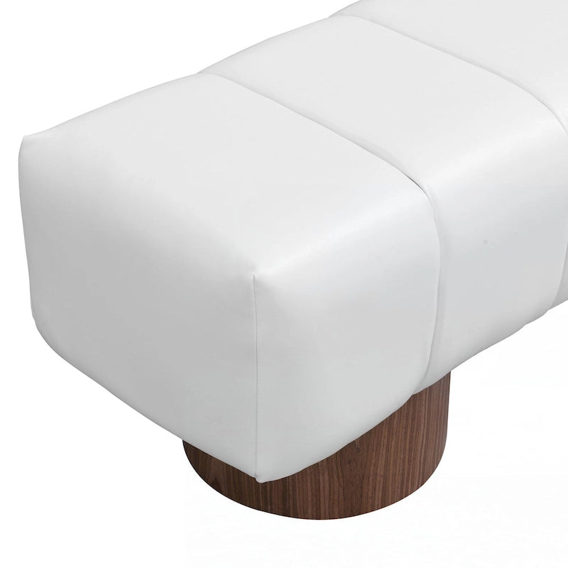 Beige PU Upholstered Dining Bench, Seats 2-3