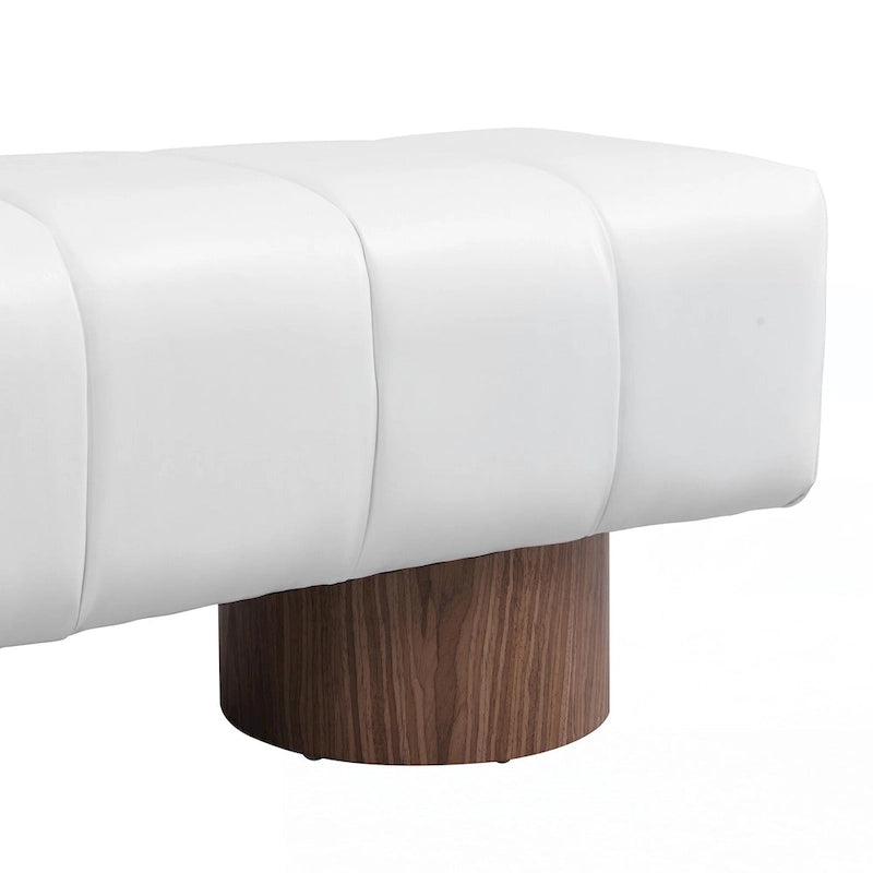 Beige PU Upholstered Dining Bench, Seats 2-3