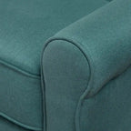 Fauteuil inclinable dossier poussoir sarcelle pour 1, revêtement en tissu avec pieds en bois