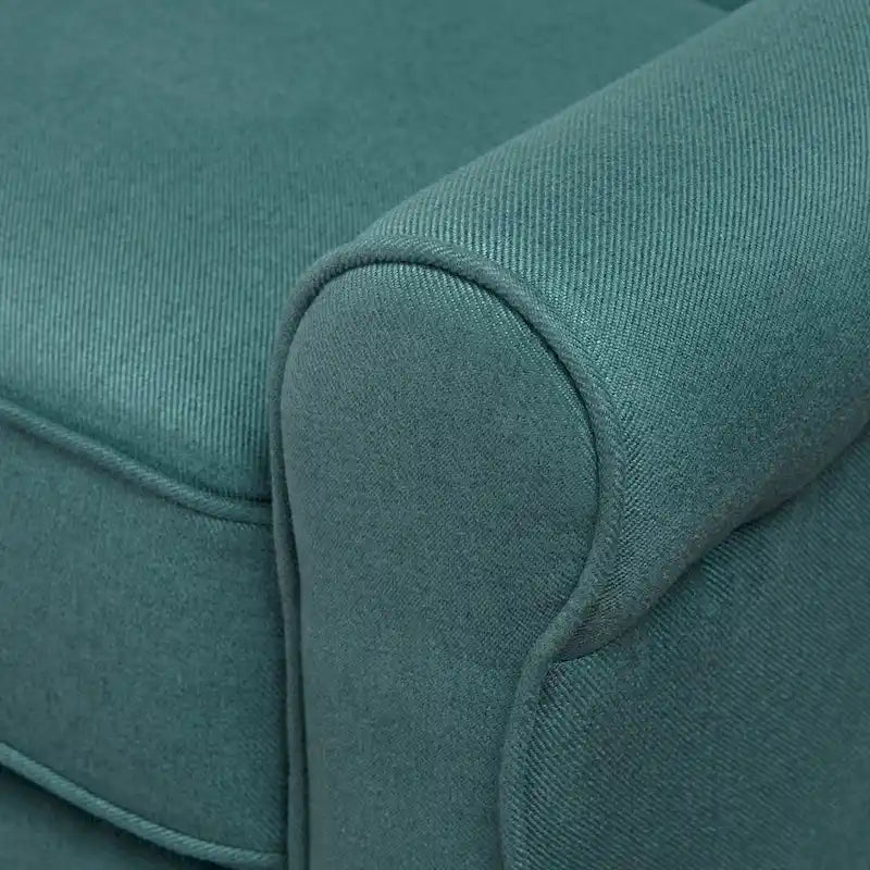 Fauteuil inclinable dossier poussoir sarcelle pour 1, revêtement en tissu avec pieds en bois