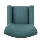 Fauteuil inclinable dossier poussoir sarcelle pour 1, revêtement en tissu avec pieds en bois