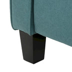 Fauteuil inclinable dossier poussoir sarcelle pour 1, revêtement en tissu avec pieds en bois