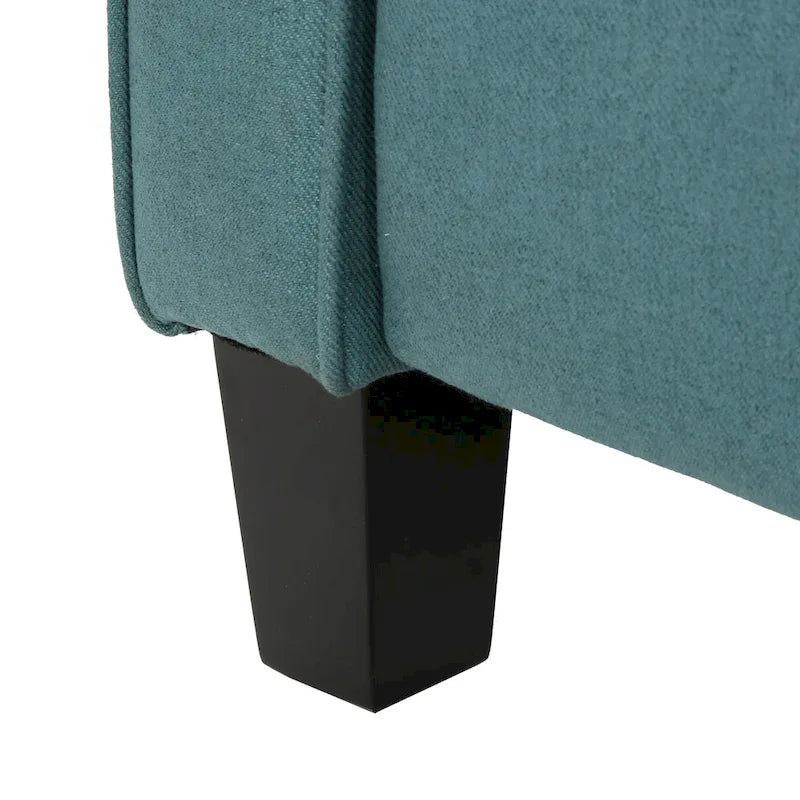 Fauteuil inclinable dossier poussoir sarcelle pour 1, revêtement en tissu avec pieds en bois