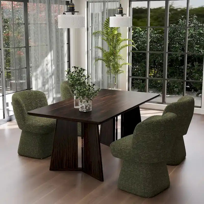 Grey / Green / Orange / Beige Boucle Swivel Dining Chair, Set of 2