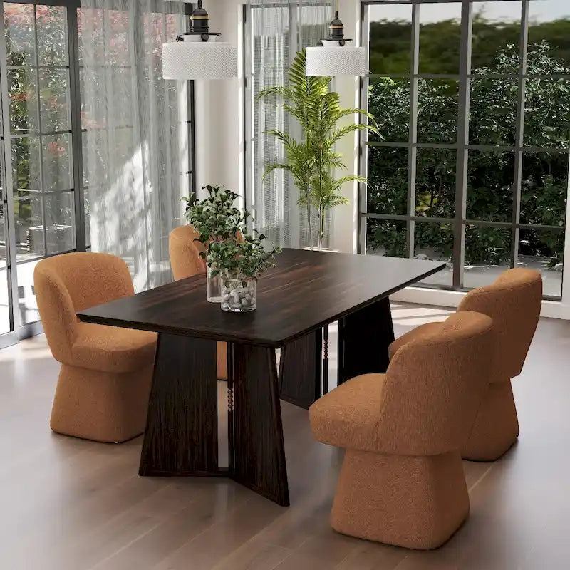 Grey / Green / Orange / Beige Boucle Swivel Dining Chair, Set of 2