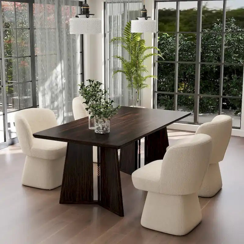Grey / Green / Orange / Beige Boucle Swivel Dining Chair, Set of 2