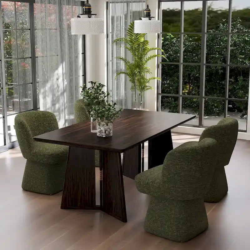 Grey / Green / Orange / Beige Boucle Swivel Dining Chair, Set of 2