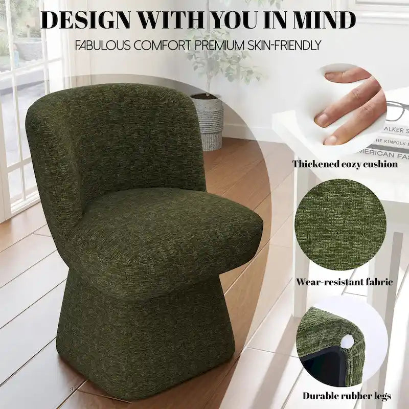 Grey / Green / Orange / Beige Boucle Swivel Dining Chair, Set of 2