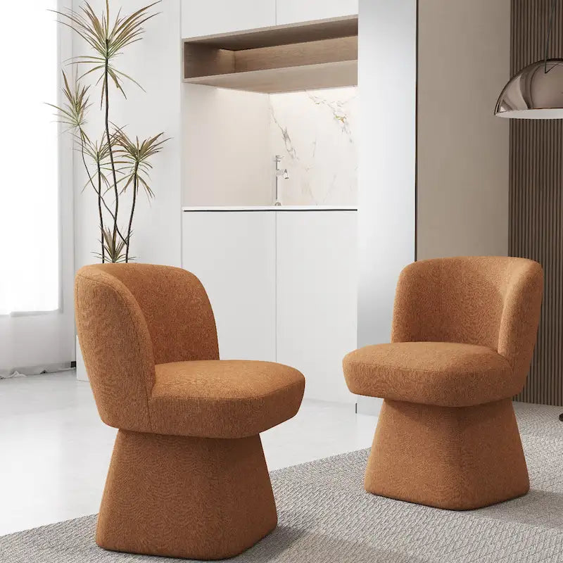 Grey / Green / Orange / Beige Boucle Swivel Dining Chair, Set of 2