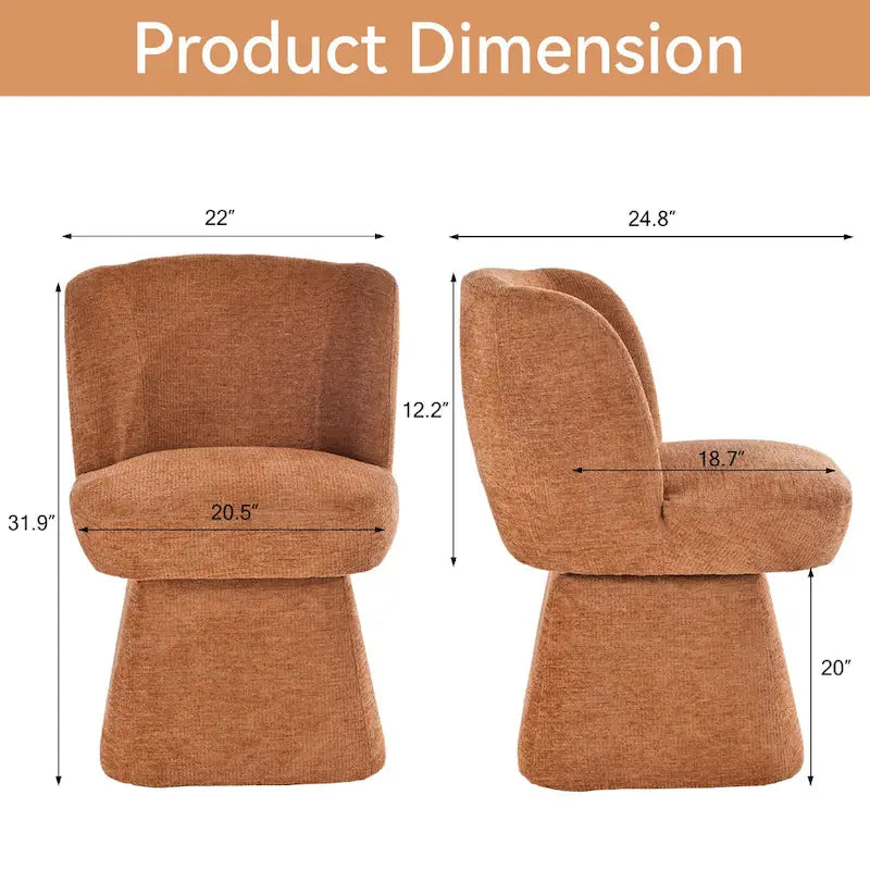 Grey / Green / Orange / Beige Boucle Swivel Dining Chair, Set of 2