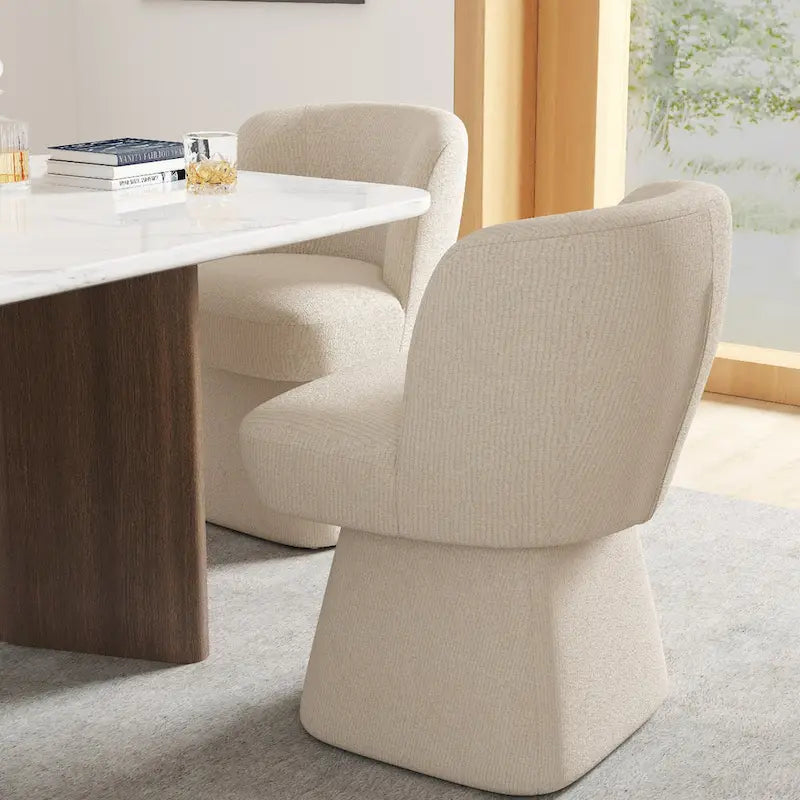Grey / Green / Orange / Beige Boucle Swivel Dining Chair, Set of 2