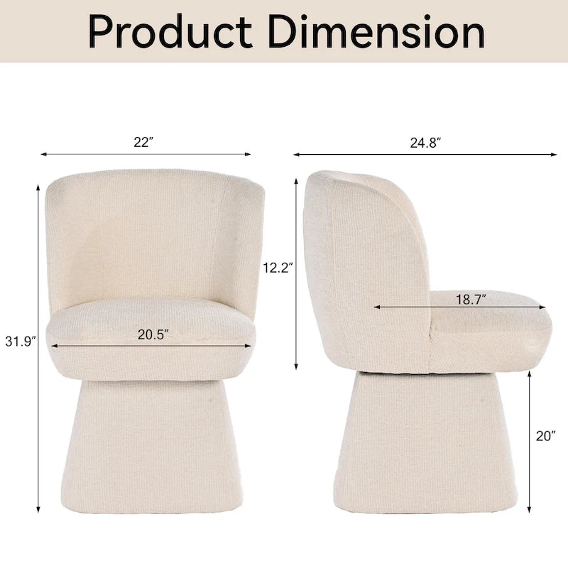 Grey / Green / Orange / Beige Boucle Swivel Dining Chair, Set of 2