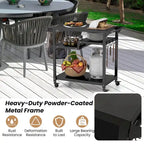 Black 3-Shelf Rolling Grill Cart with Hooks & Bag Rack, Single User
