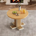 Natural Oval Extendable Dining Table, Pedestal Base, Seats 4–6