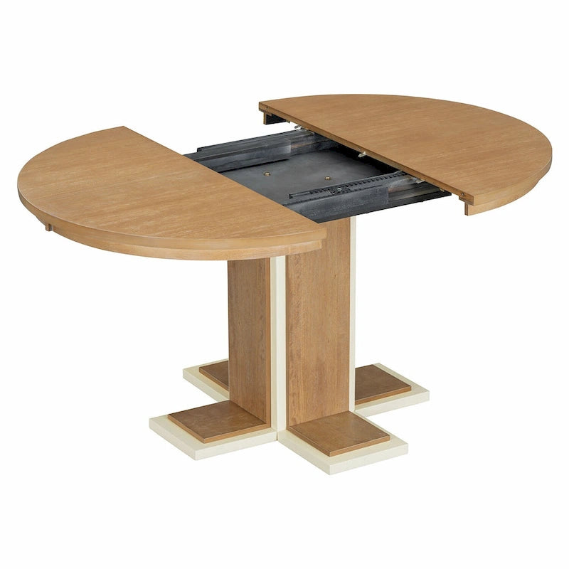 Natural Oval Extendable Dining Table, Pedestal Base, Seats 4–6