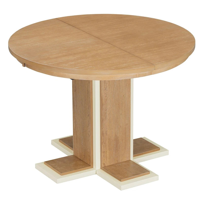 Natural Oval Extendable Dining Table, Pedestal Base, Seats 4–6