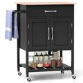 Black / White / Brown Rolling Kitchen Island Cart with Drawer & Cabinet, 1-Person