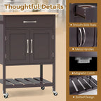 Black / White / Brown Rolling Kitchen Island Cart with Drawer & Cabinet, 1-Person
