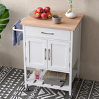 Black / White / Brown Rolling Kitchen Island Cart with Drawer & Cabinet, 1-Person