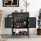 Black / White / Brown Rolling Kitchen Island Cart with Drawer & Cabinet, 1-Person
