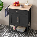 Black / White / Brown Rolling Kitchen Island Cart with Drawer & Cabinet, 1-Person