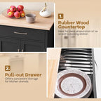 Black / White / Brown Rolling Kitchen Island Cart with Drawer & Cabinet, 1-Person