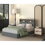 Black Storage Bed Frame with LED Headboard & Charging Station, Full/Queen, 1-Person