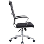 High-Back Ribbed PU Leather Swivel Office Chair, Tan / White / Black / Brown / Grey, 1-Person