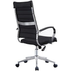 High-Back Ribbed PU Leather Swivel Office Chair, Tan / White / Black / Brown / Grey, 1-Person