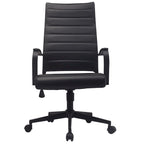 High-Back Ribbed PU Leather Swivel Office Chair, Tan / White / Black / Brown / Grey, 1-Person