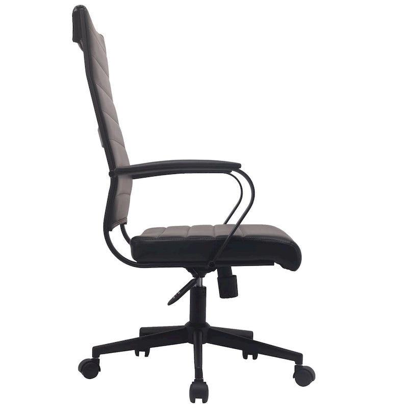 High-Back Ribbed PU Leather Swivel Office Chair, Tan / White / Black / Brown / Grey, 1-Person